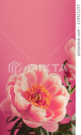 Pink peony on pink background 114521257