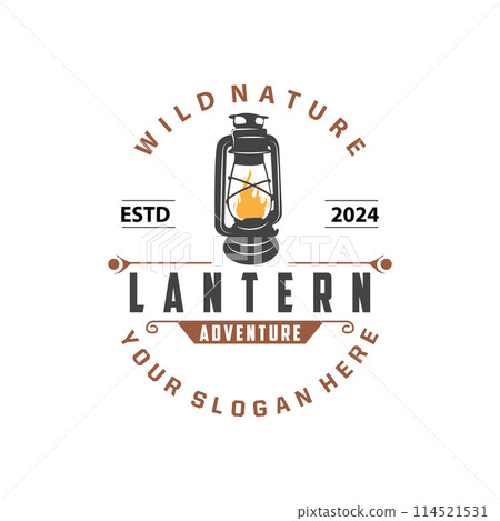 Lantern Logo Design Street Lamp Old Classic Vintage Minimalist Illustration Template 114521531