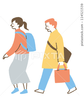A woman in her 20s and a man in his 30s on their way to work_Color 114521539
