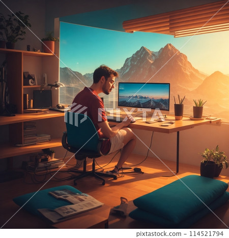 Male during remote work 114521794