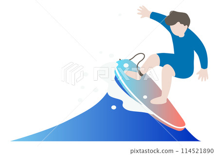 海浪和衝浪者的插圖 114521890