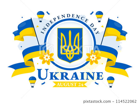 Happy Ukraine Independence Day Vector Illustration on 24 August with Ukrainian Flag Background in National Holiday Flat Cartoon Background Happy Ukraine Independence Day Vector Illustration on 24 August with Ukrainian Flag Background in National Holiday Flat Cartoon Background 114522062