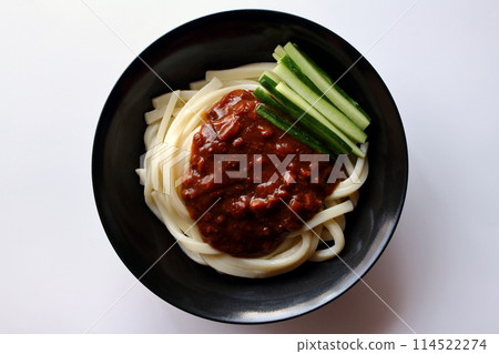 Jajamen noodles on white background Jajamen noodles on white background 114522274
