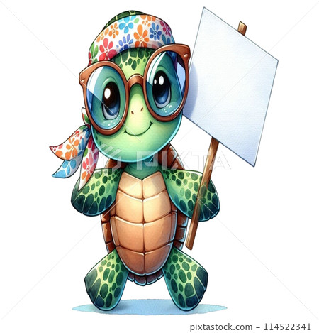 Turtle holding a white sign 114522341