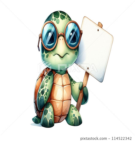 Turtle holding a white sign 114522342