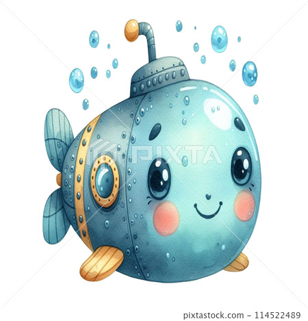cute submarine underwater 114522489