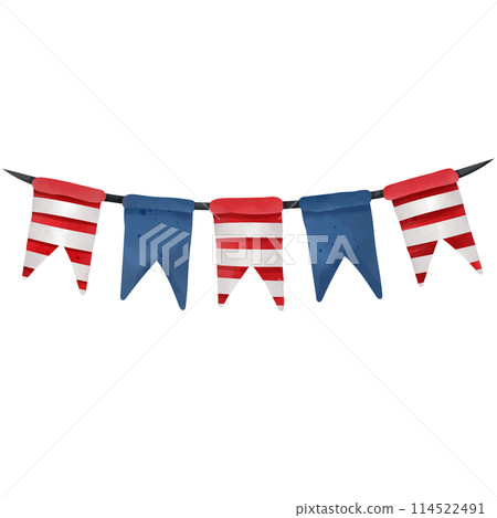 Watercolor flag painting for decorating Independence Day celebrations. 114522491