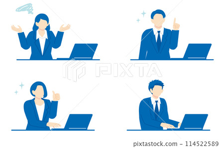 筆記型電腦和商人的向量插圖集 筆記型電腦和商人的向量插圖集 114522589
