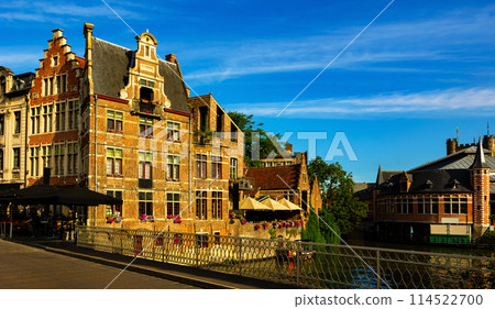 Typical residential buildings in historic center of Ghent along Leie river Typical residential buildings in historic center of Ghent along Leie river 114522700