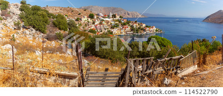 Colorful Harbor of Symi Island, Greece 114522790