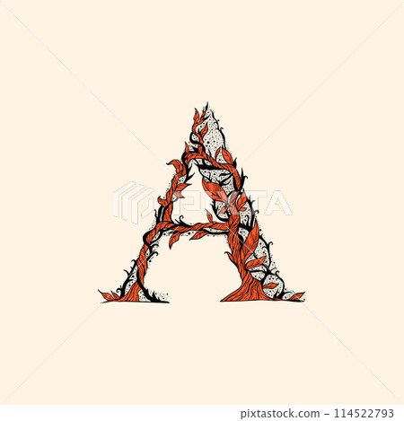 letter A with branches and leaves letter A with branches and leaves 114522793
