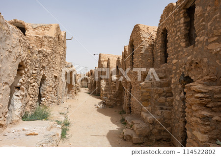 Ghorfa storage graneries of traditional Berber mud brick fortified Ksar of Hedada or Hadada, near Tetouin, Tunisia Ghorfa storage graneries of traditional Berber mud brick fortified Ksar of Hedada or Hadada, near Tetouin, Tunisia 114522802