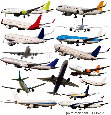 Collage of different passenger airplanes Collage of different passenger airplanes 114523406