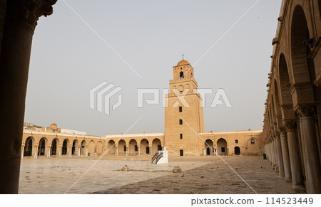 View on Great Mosque also known as Mosque of Uqba in Kairouan city, Tunisia View on Great Mosque also known as Mosque of Uqba in Kairouan city, Tunisia 114523449