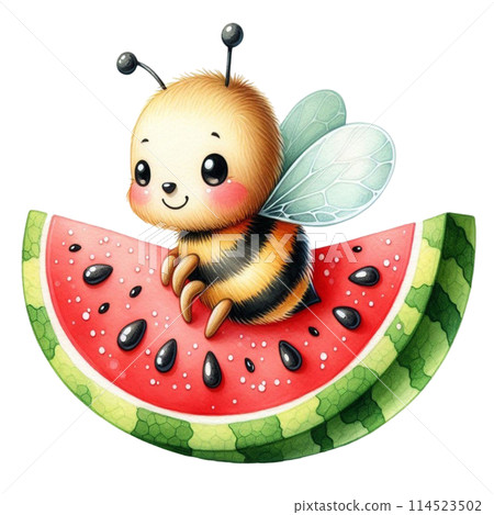 Bee on watermelon 114523502