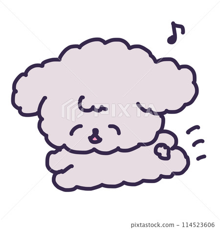 Illustration of a cute toy poodle puppy running with a smile 114523606