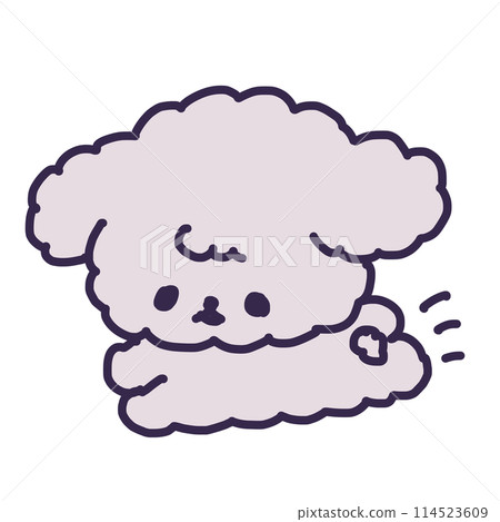 一隻可愛的玩具貴賓犬小狗奔跑的插圖 114523609