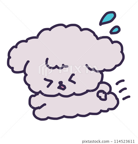 Illustration of a cute toy poodle puppy running and sweating Illustration of a cute toy poodle puppy running and sweating 114523611