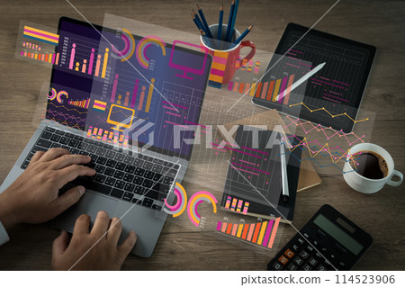 work hard Data Analytics Statistics Information Business Technology Data Management System with KPI 114523906