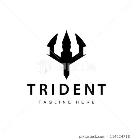 Trident logo design spear weapon vector sea king poseidon neptune symbol template 114524718