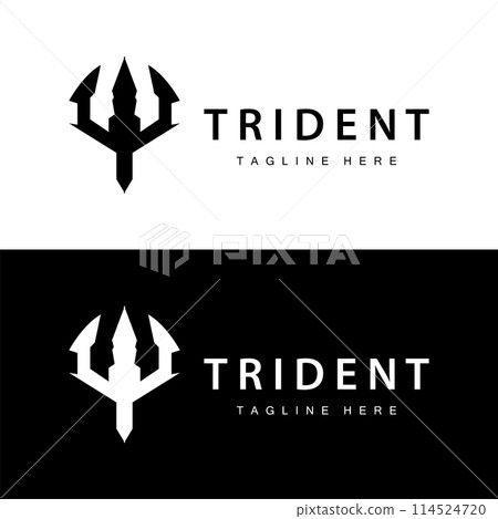 Trident logo design spear weapon vector sea king poseidon neptune symbol template 114524720