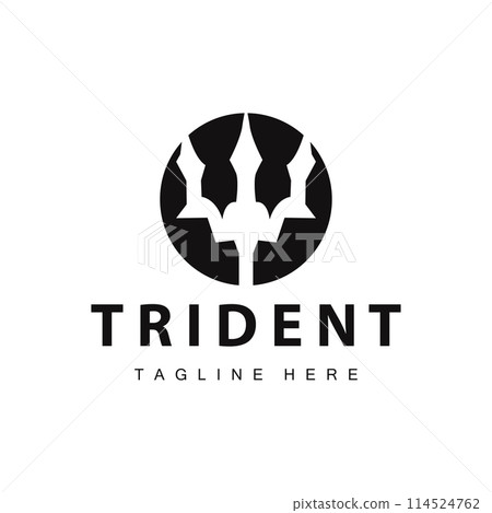 Trident logo design spear weapon vector sea king poseidon neptune symbol template 114524762