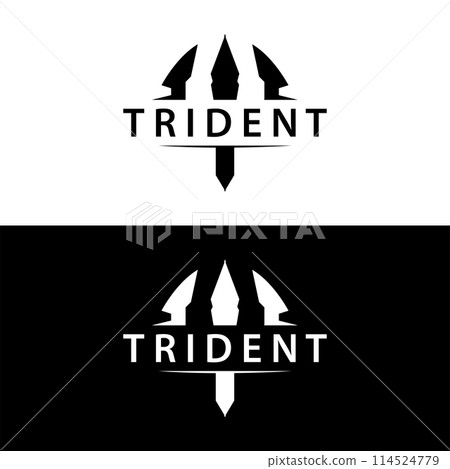 Trident logo design spear weapon vector sea king poseidon neptune symbol template 114524779