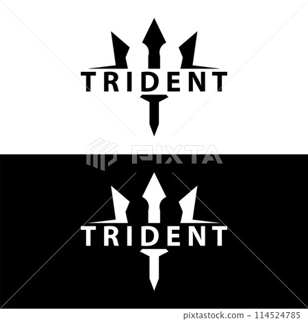 Trident logo design spear weapon vector sea king poseidon neptune symbol template 114524785