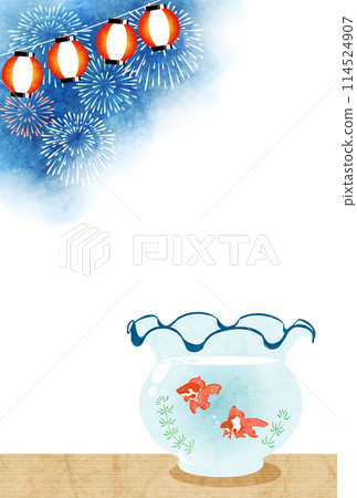 夏日問候明信片,金魚,煙火,插畫,水彩,可愛,垂直 夏日問候明信片,金魚,煙火,插畫,水彩,可愛,垂直 114524907