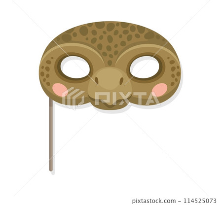 Turtle animal carnival party mask. Festival or birthday costume. Isolated vector tortoise reptile disguise, photo booth prop for masquerades, New Year, festive events or kids matinee celebration 114525073