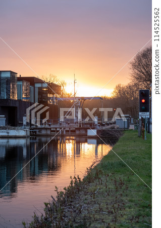 Sundown Reflections at the Industrial Waterway and Architecture 114525562