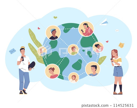 Worldwide connecting team. Social community collaboration, multinational world people staff work cooperation international employee 114525631