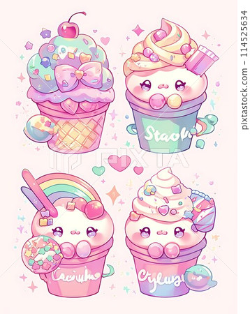 Dreamy cute sweets set AI 114525634