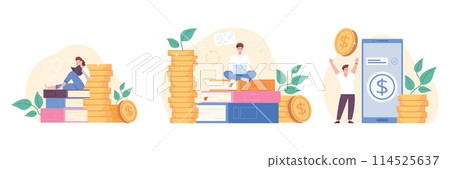 Investment knowledge. Financial education business books learning for employee or college student, finance saving increase or money economy 114525637