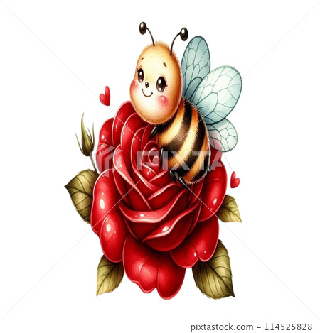 Bee on rose flower 114525828