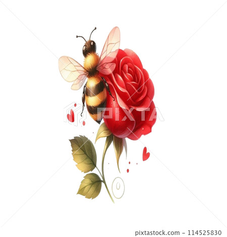 Bee on rose flower 114525830