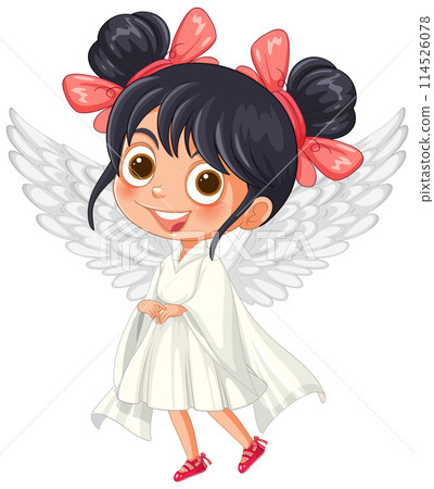 Cheerful Angel Girl with Wings 114526078