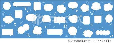 簡單語音氣泡和圖示的向量插圖集。語音氣泡、框架、裝飾材料、裝飾品、集中式線條 114526117