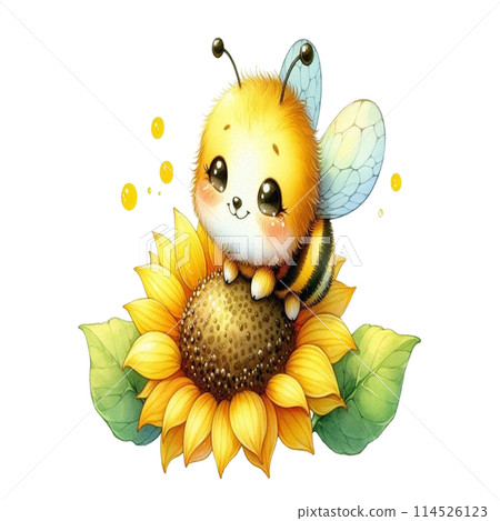 Bee on sunflower flower 114526123