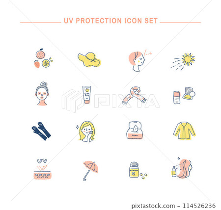 紫外線防護項目圖示集 114526236