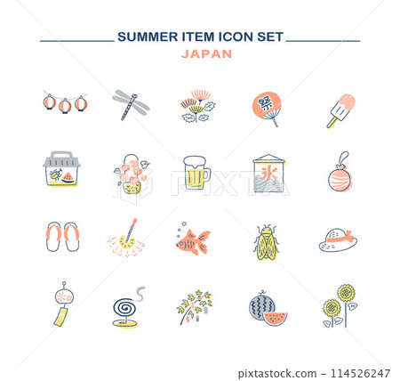 Japanese summer image icon set Japanese summer image icon set 114526247