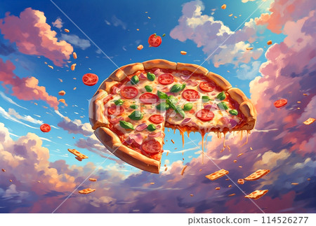 Flying delicious pizza 114526277