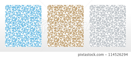 Wallpapers in the style of Baroque. Seamless vector backgrounds. Set of colored floral ornaments. Graphic patterns for fabric, wallpaper, packaging. Ornate Damask flower ornaments Wallpapers in the style of Baroque. Seamless vector backgrounds. Set of colored floral ornaments. Graphic patterns for fabric, wallpaper, packaging. Ornate Damask flower ornaments 114526294