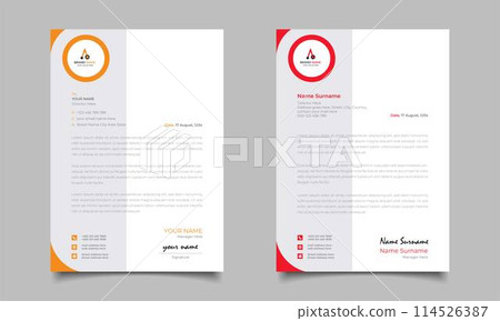 Red And Yellow Modern Business Letterhead Simple Clean Template Design 114526387