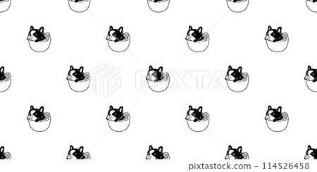 dog seamless pattern french bulldog coffee cup puppy vector hot tea pet toy doodle cartoon tile background gift wrapping paper repeat wallpaper scarf isolated illustration design 114526458