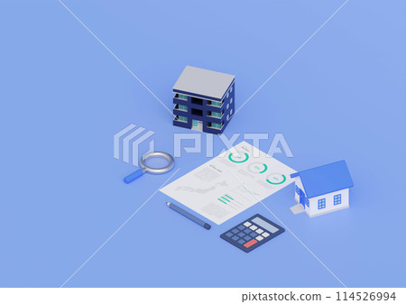 3DCG | Isometric | Real estate value and appraisal price 3DCG | Isometric | Real estate value and appraisal price 114526994