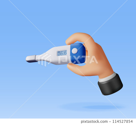 3d electronic thermometer for measuring in hand 114527854