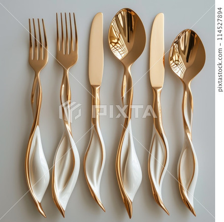 Dining essentials cutlery with a knife, spoon, and fork - stylish, functional, and timeless tools for the culinary enthusiast and modern table settings. 114527894