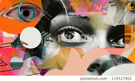 Visual trends collage: modern artistic expressions through innovative composition and contemporary design aesthetic 114527902