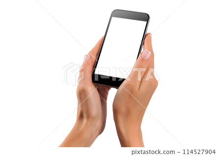 Female hands holding modern mobile phone 114527904